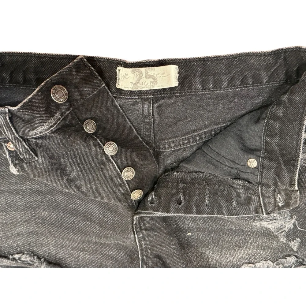 Free People We The Free Blk Distressed Denim Cutoff Shorts Womens 25 Button Fly